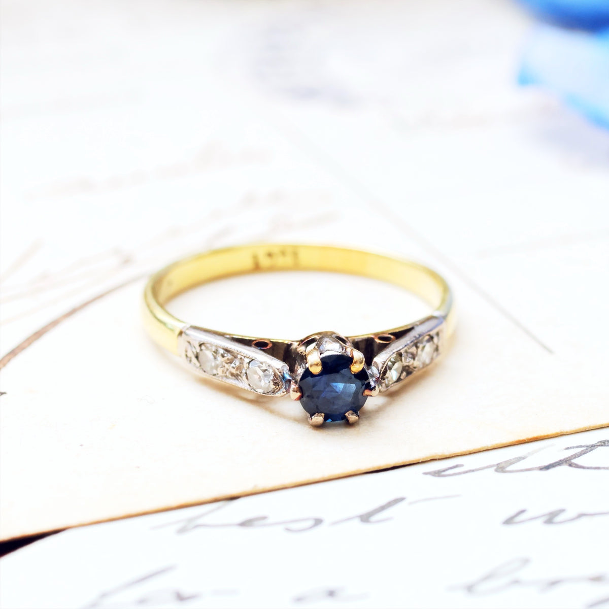 Pretty Vintage Sapphire & Diamond Engagement Ring