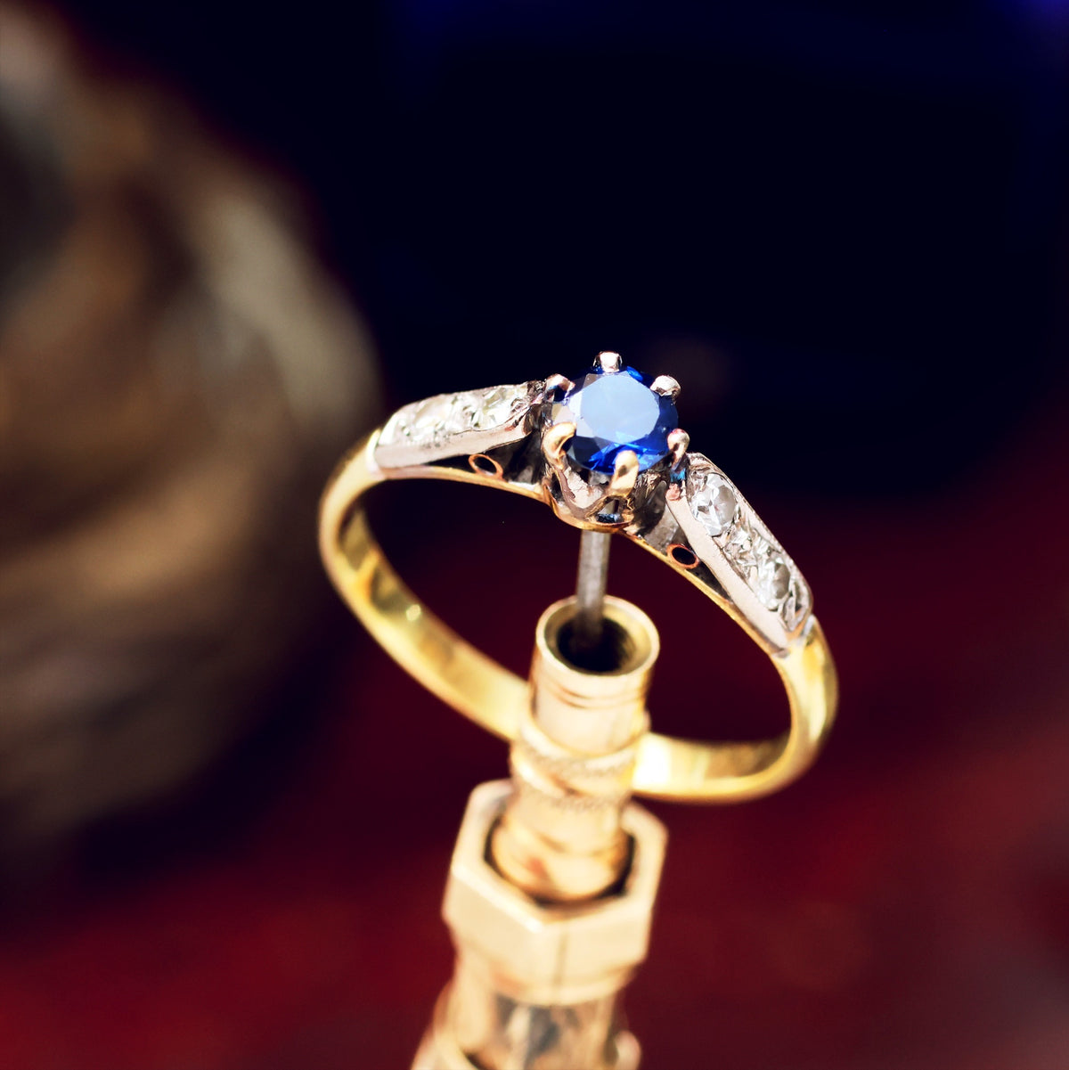 Pretty Vintage Sapphire & Diamond Engagement Ring