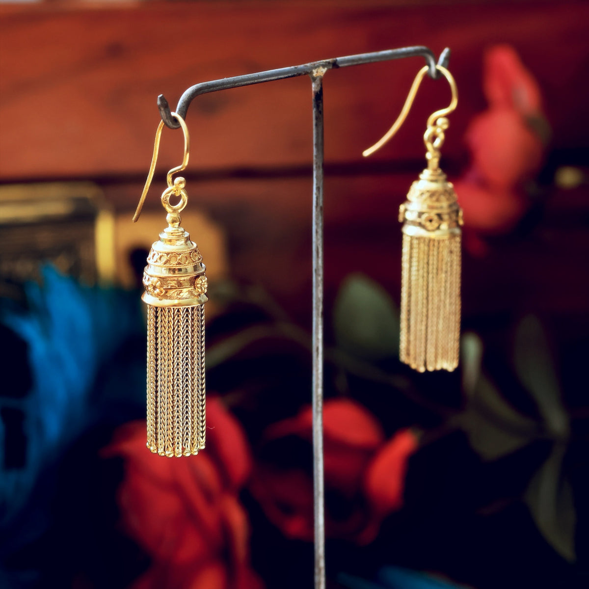 Scarce Circa 1870's French 18ct Gold Tassel Earrings