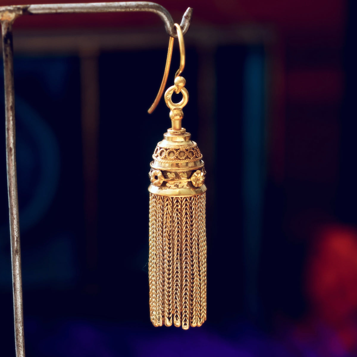 Scarce Circa 1870's French 18ct Gold Tassel Earrings