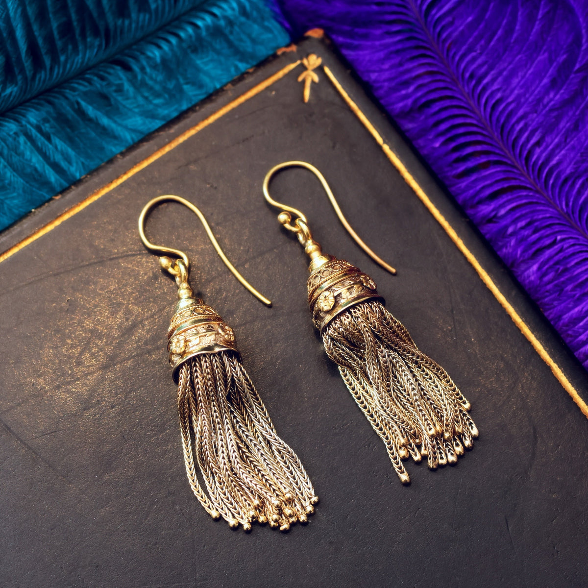 Scarce Circa 1870's French 18ct Gold Tassel Earrings