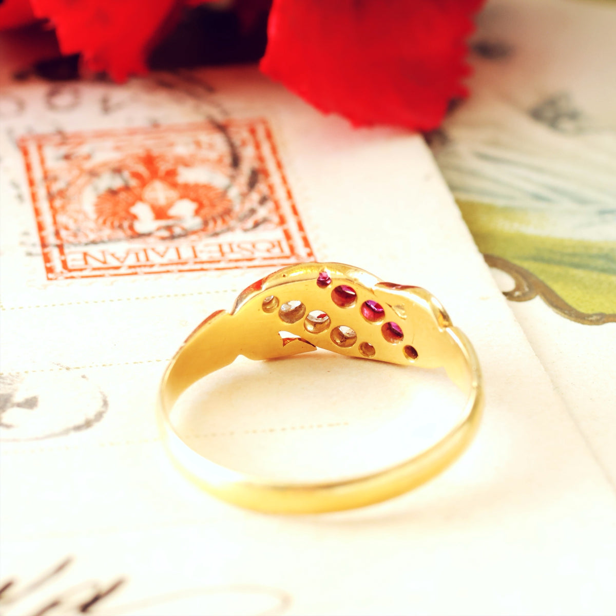 Romantic Date 1892 Ruby & Diamond Band Ring