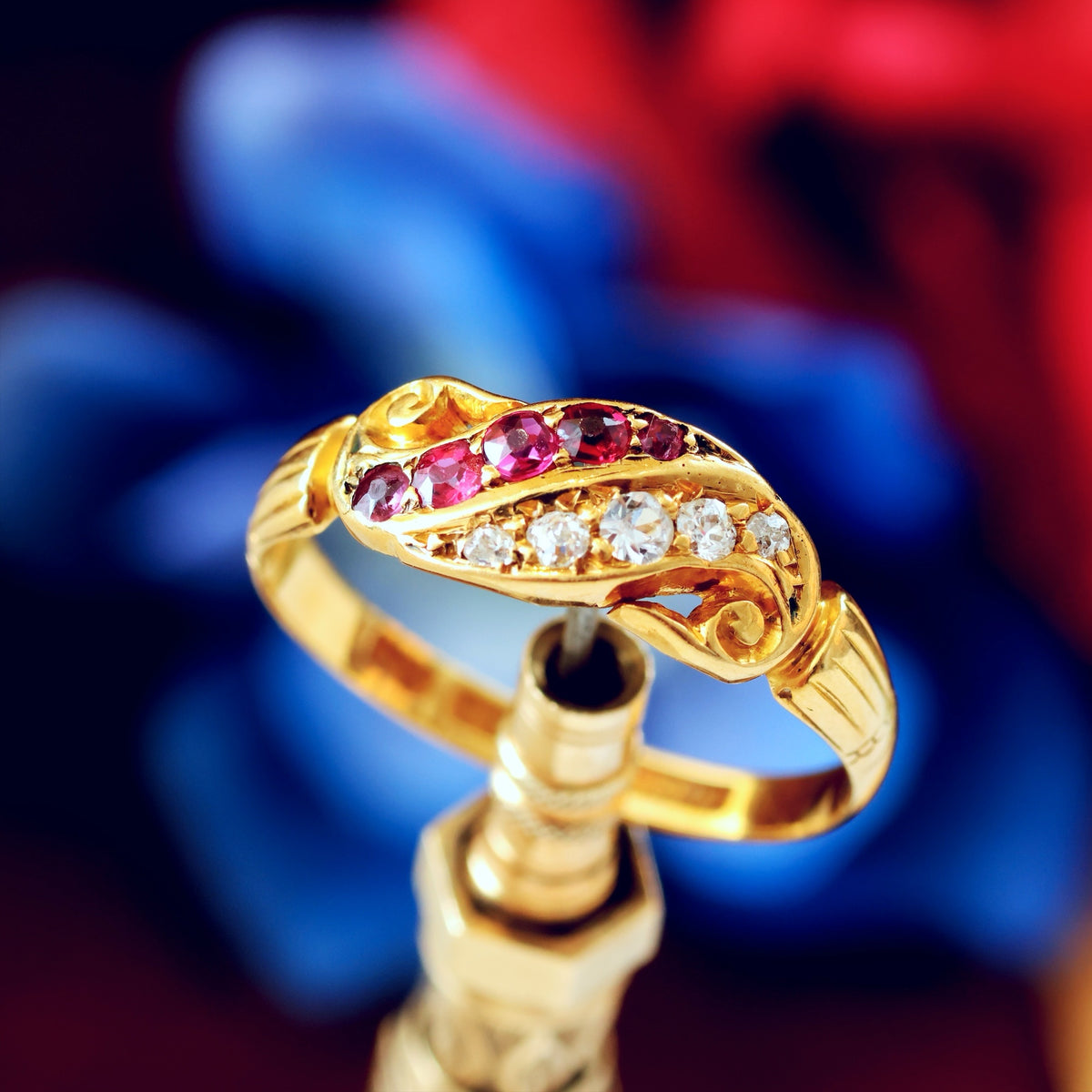 Romantic Date 1892 Ruby & Diamond Band Ring