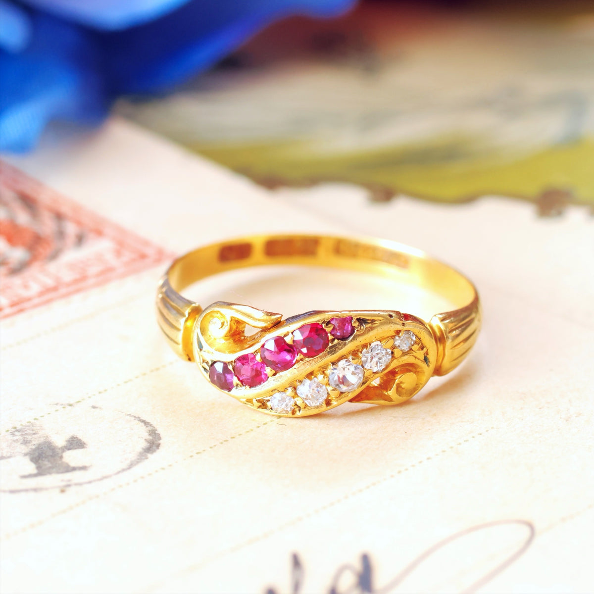 Antique Ruby & Diamond Band Ring