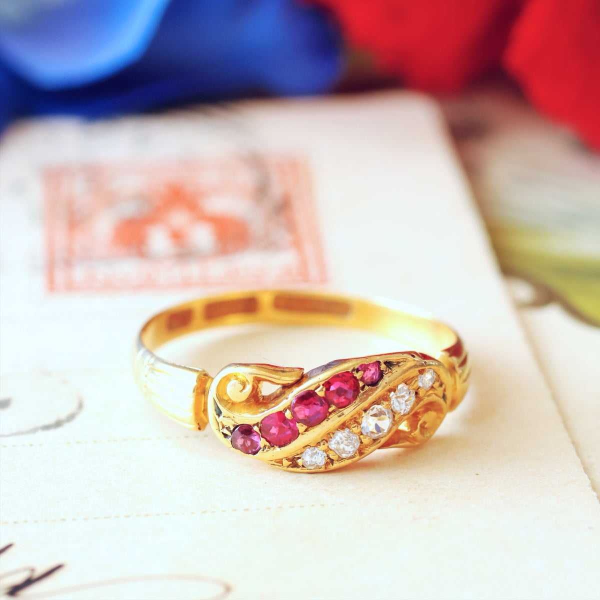 Romantic Date 1892 Ruby & Diamond Band Ring