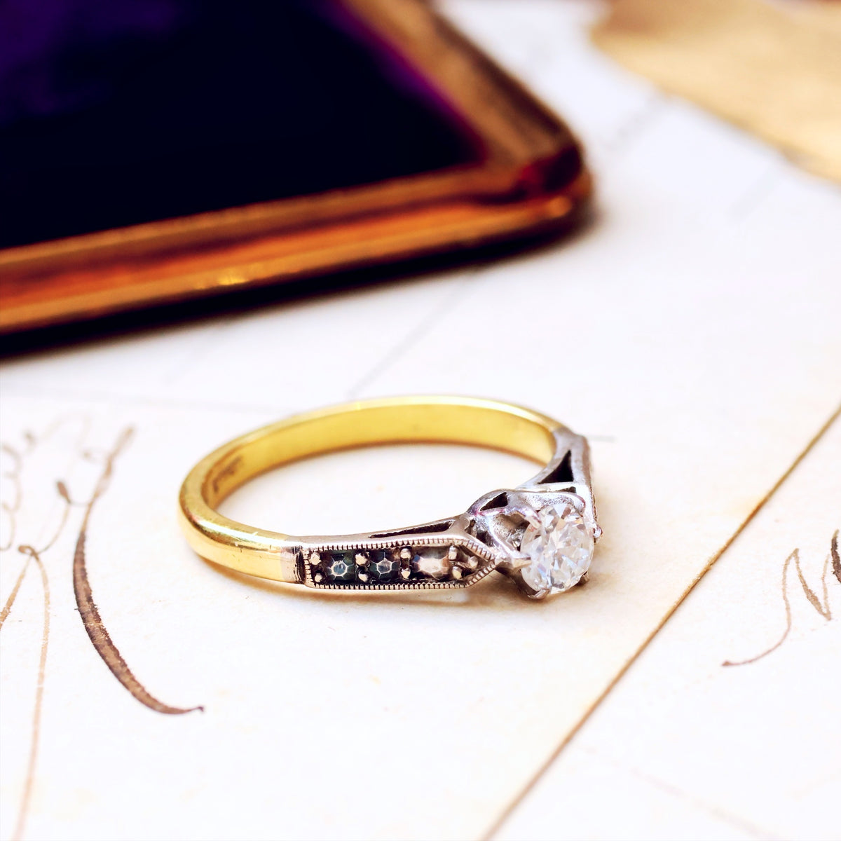 Classic Vintage Diamond Solitaire Engagement Ring