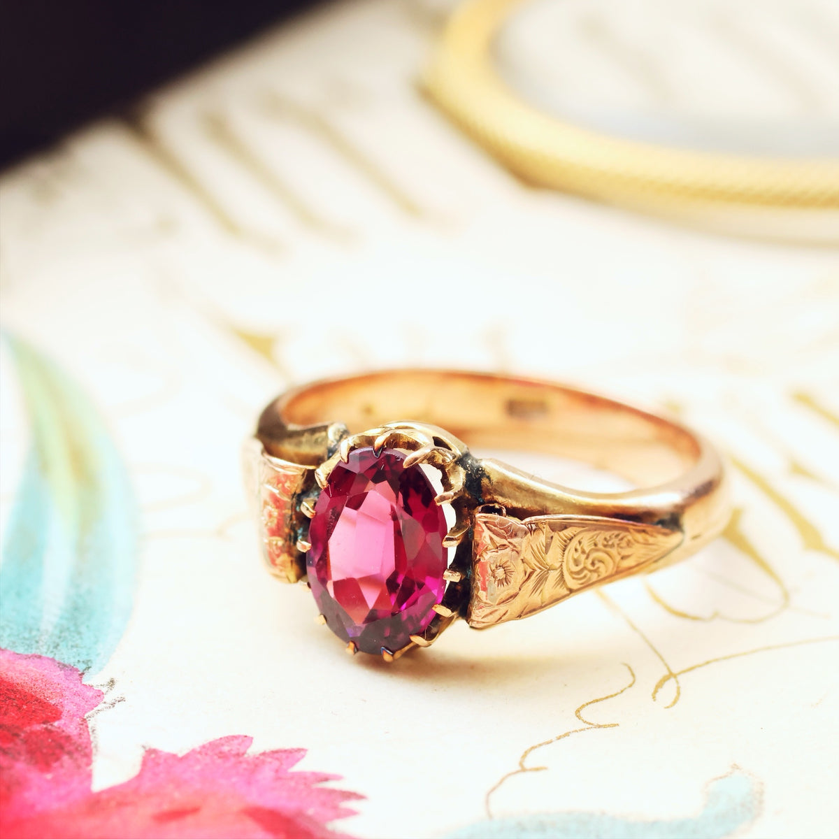 Antique Rose Gold Garnet Ring