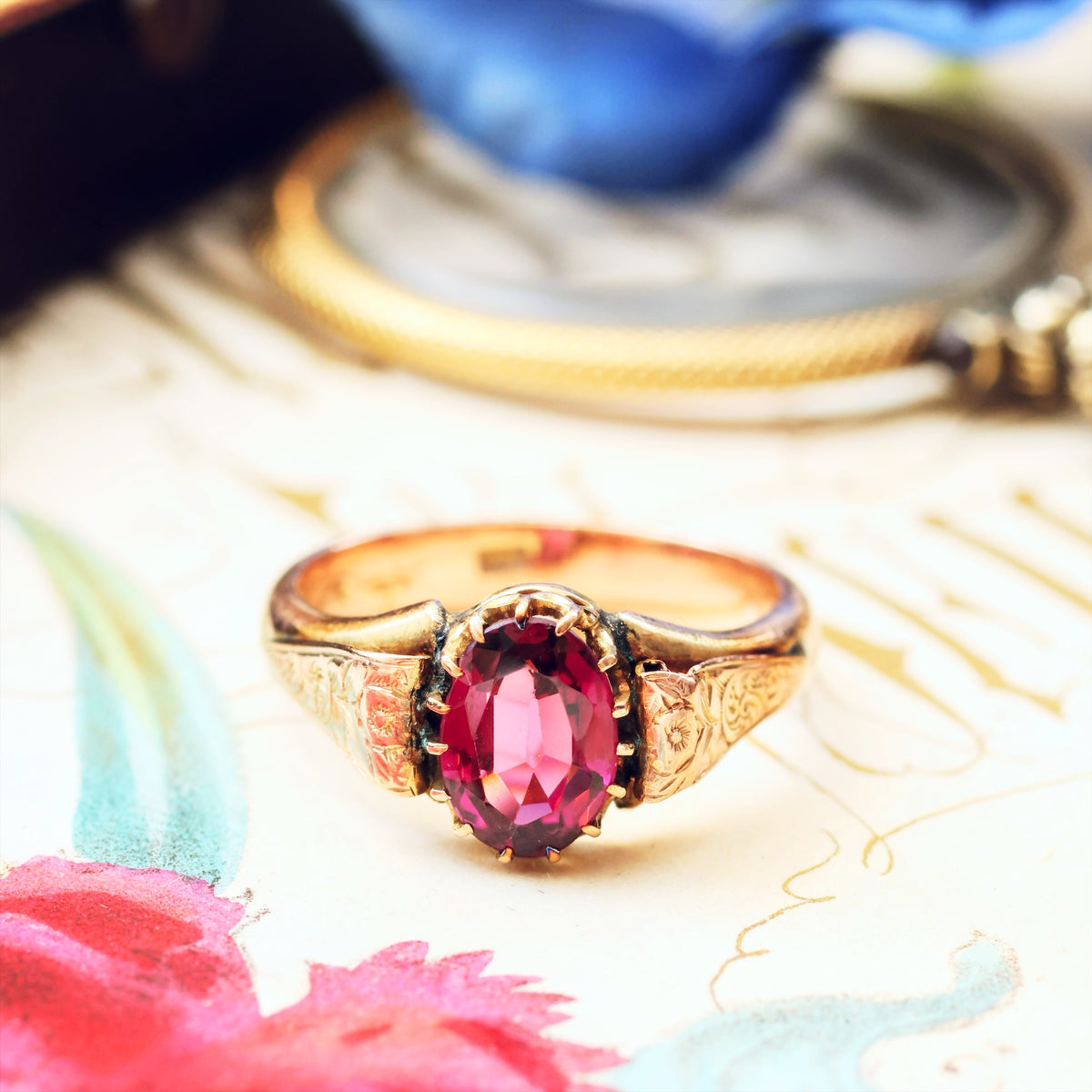 Antique Rose Gold Almandine Garnet Ring