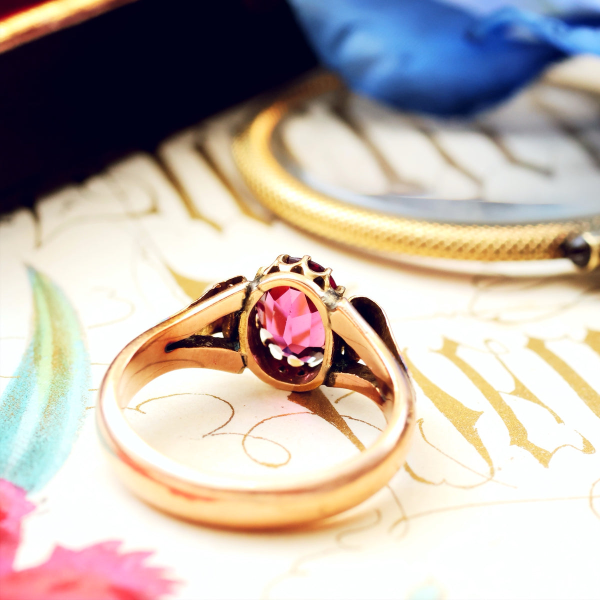 Antique Rose Gold Almandine Garnet Ring