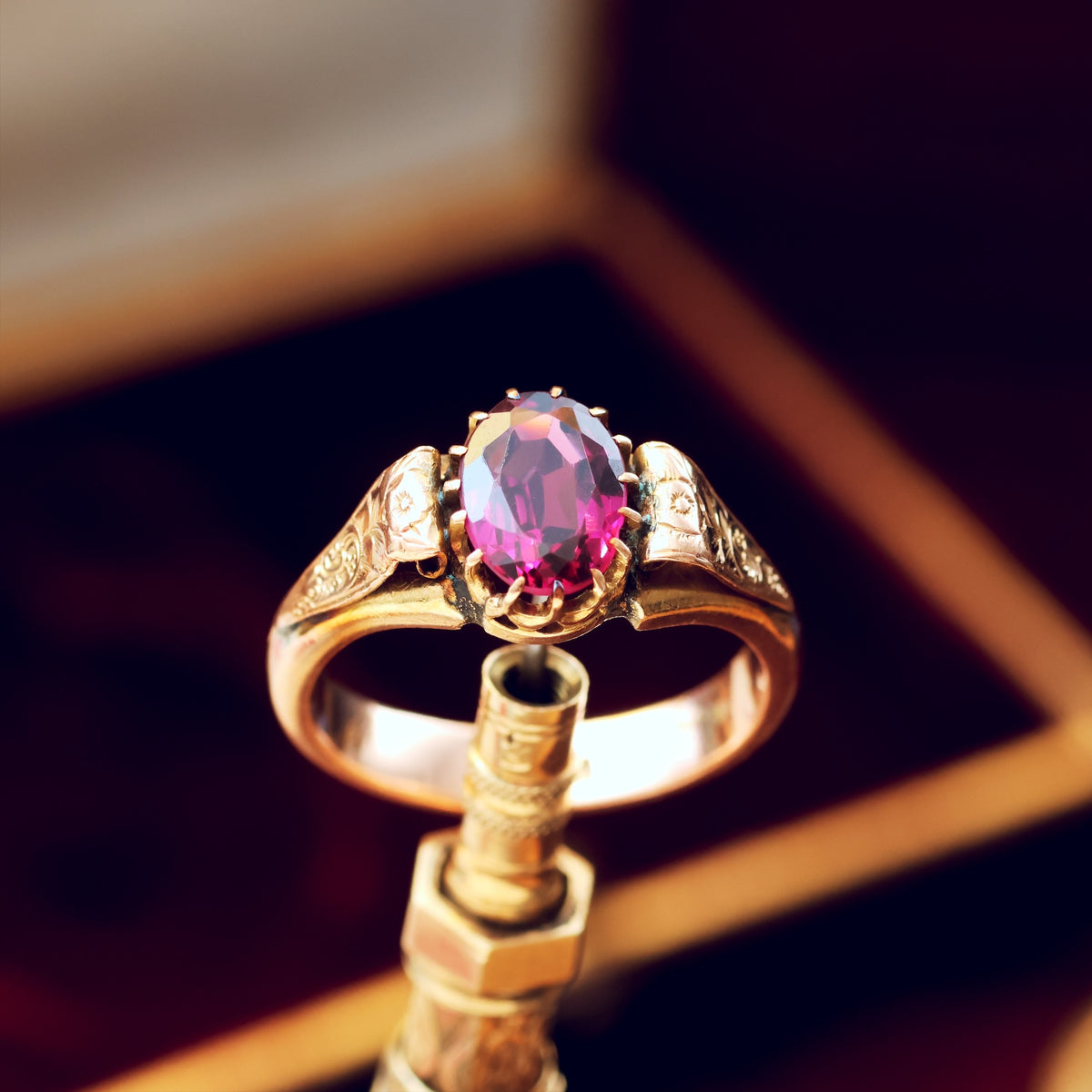 Antique Rose Gold Almandine Garnet Ring