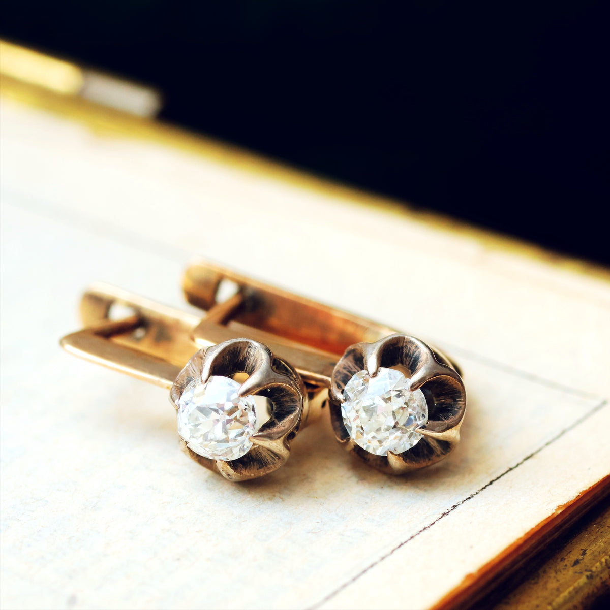 Precious Vintage Lever Back Diamond Earrings