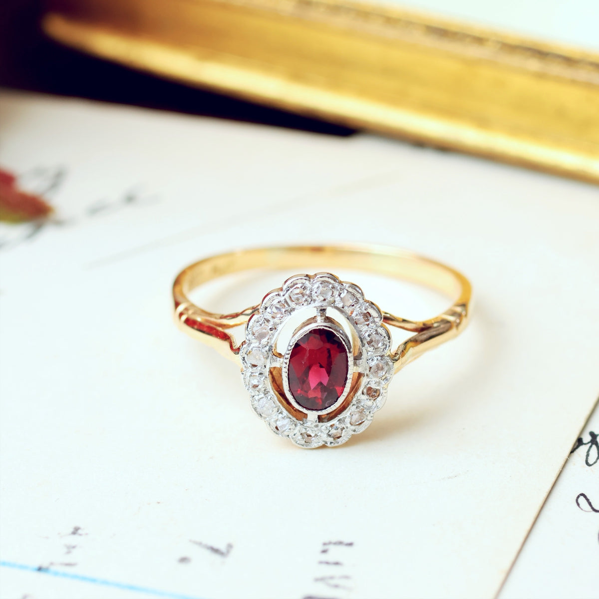 Garnet & Diamond Cluster Ring