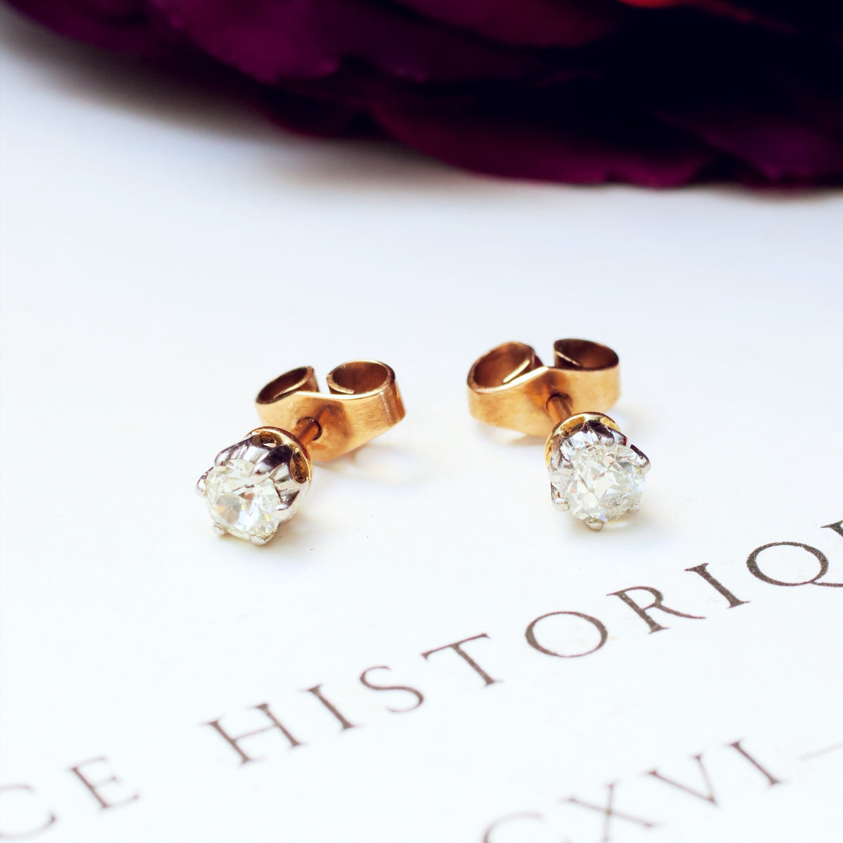 Beautiful Half Carat Vintage Diamond Earring Studs