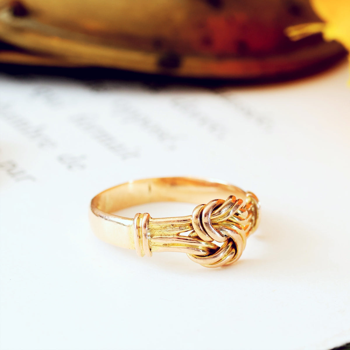 Antique Date 1899 9ct Gold Lover's Knot Ring