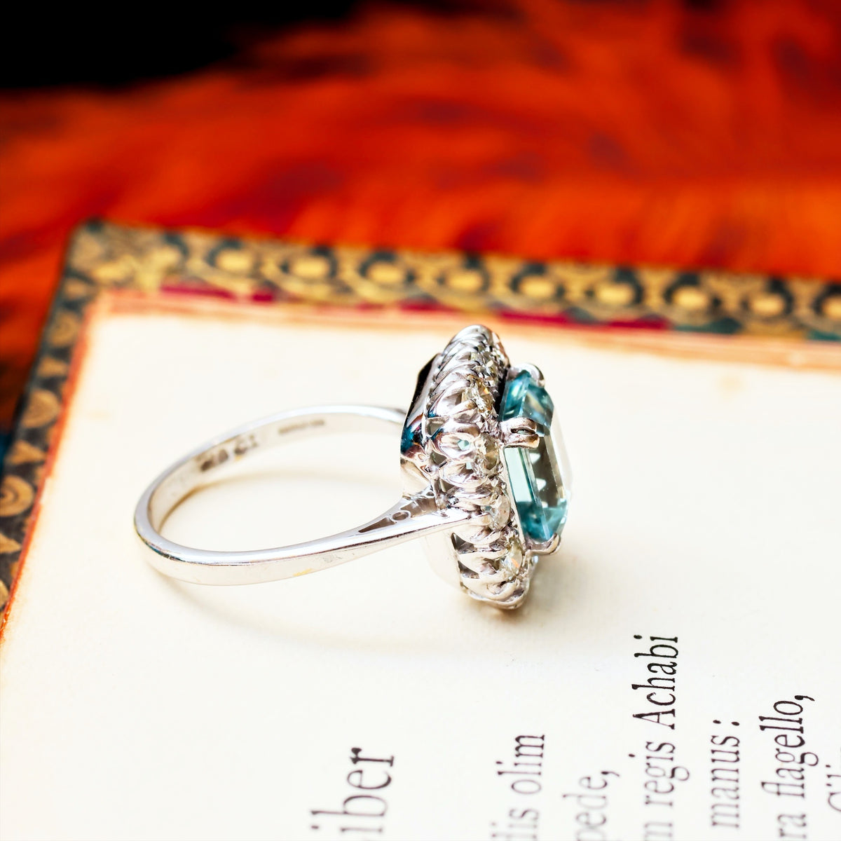 Totally Glamorous Vintage Aquamarine & Diamond Ring