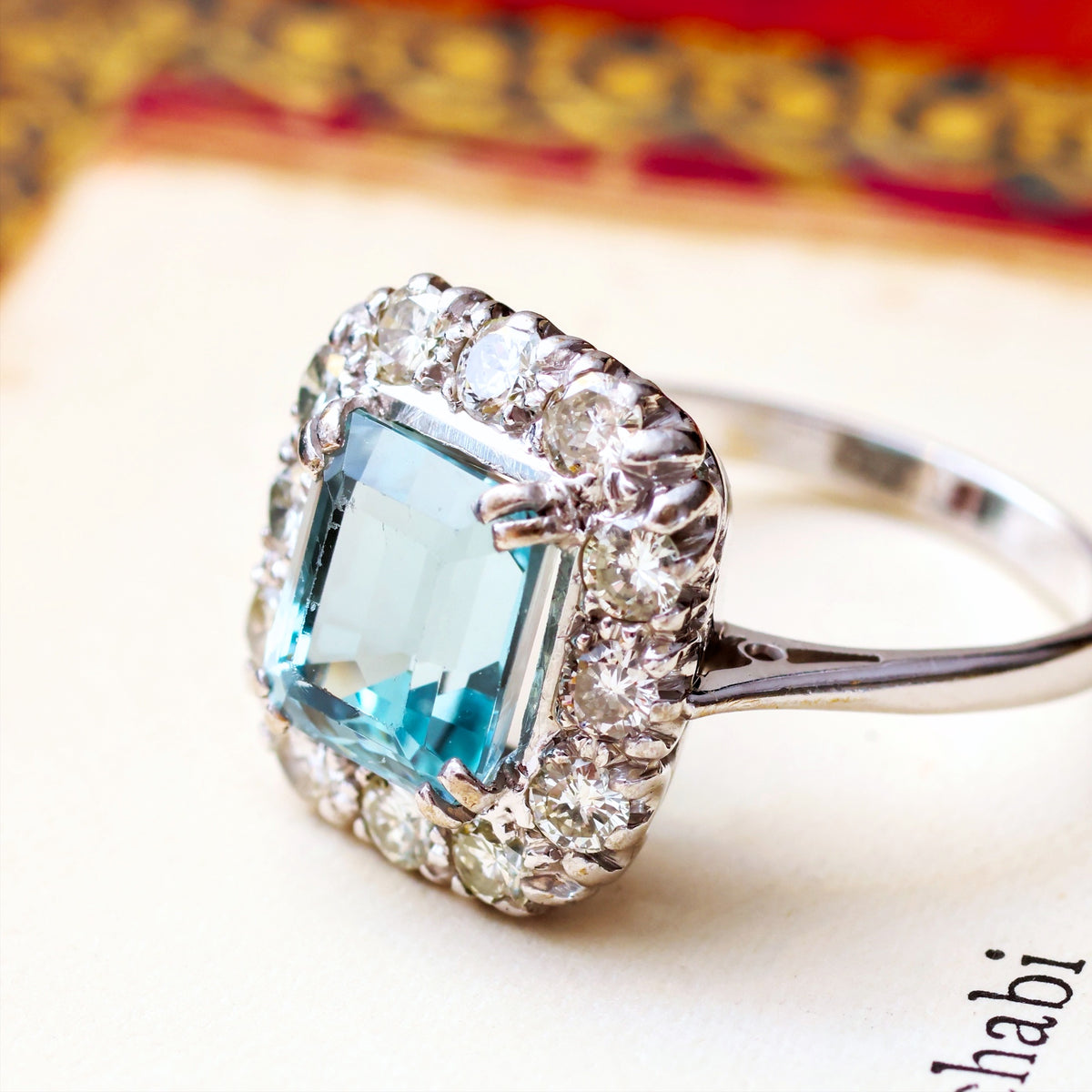 Totally Glamorous Vintage Aquamarine & Diamond Ring