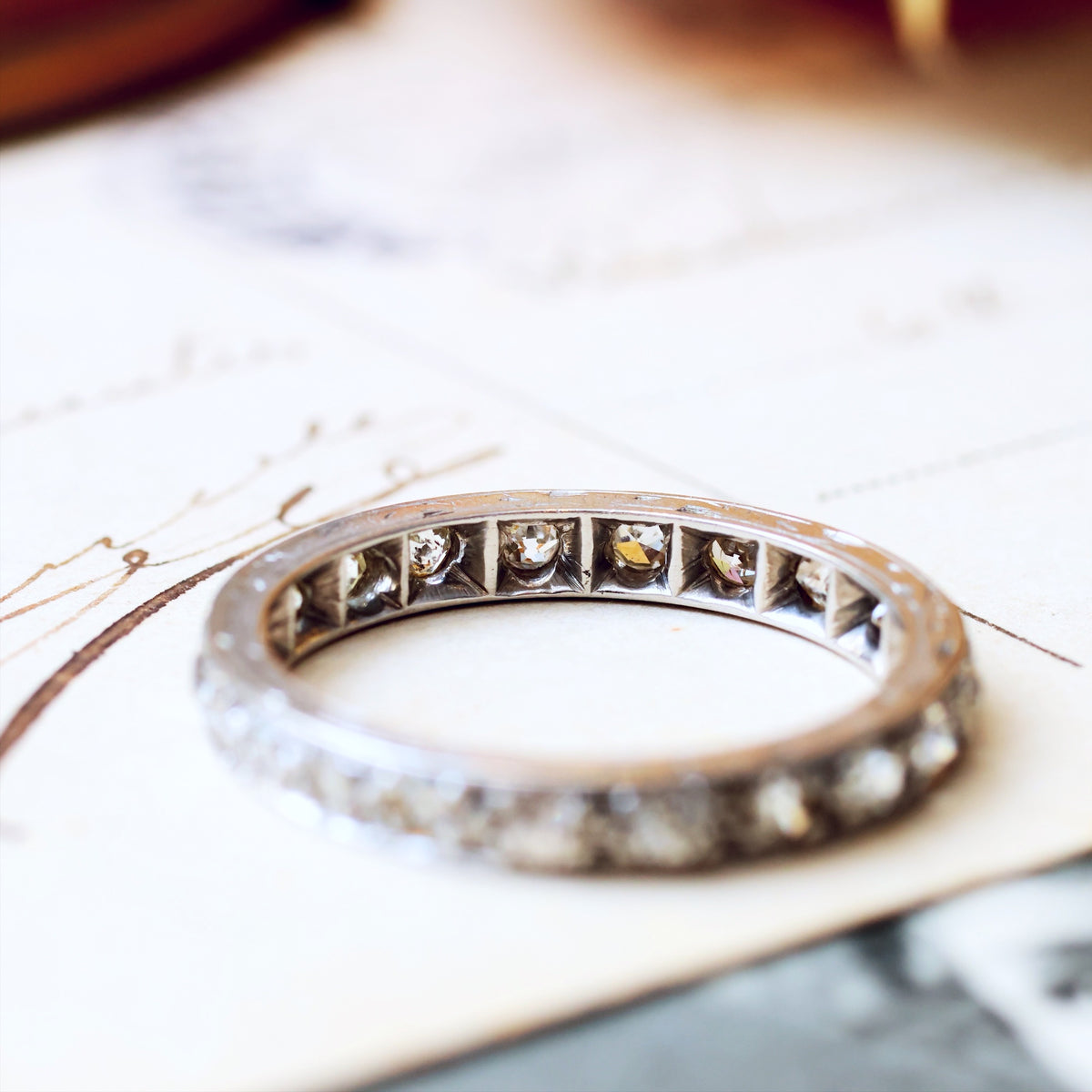 Vintage Size 'N' or '6.75' Diamond & Platinum Full Eternity Ring