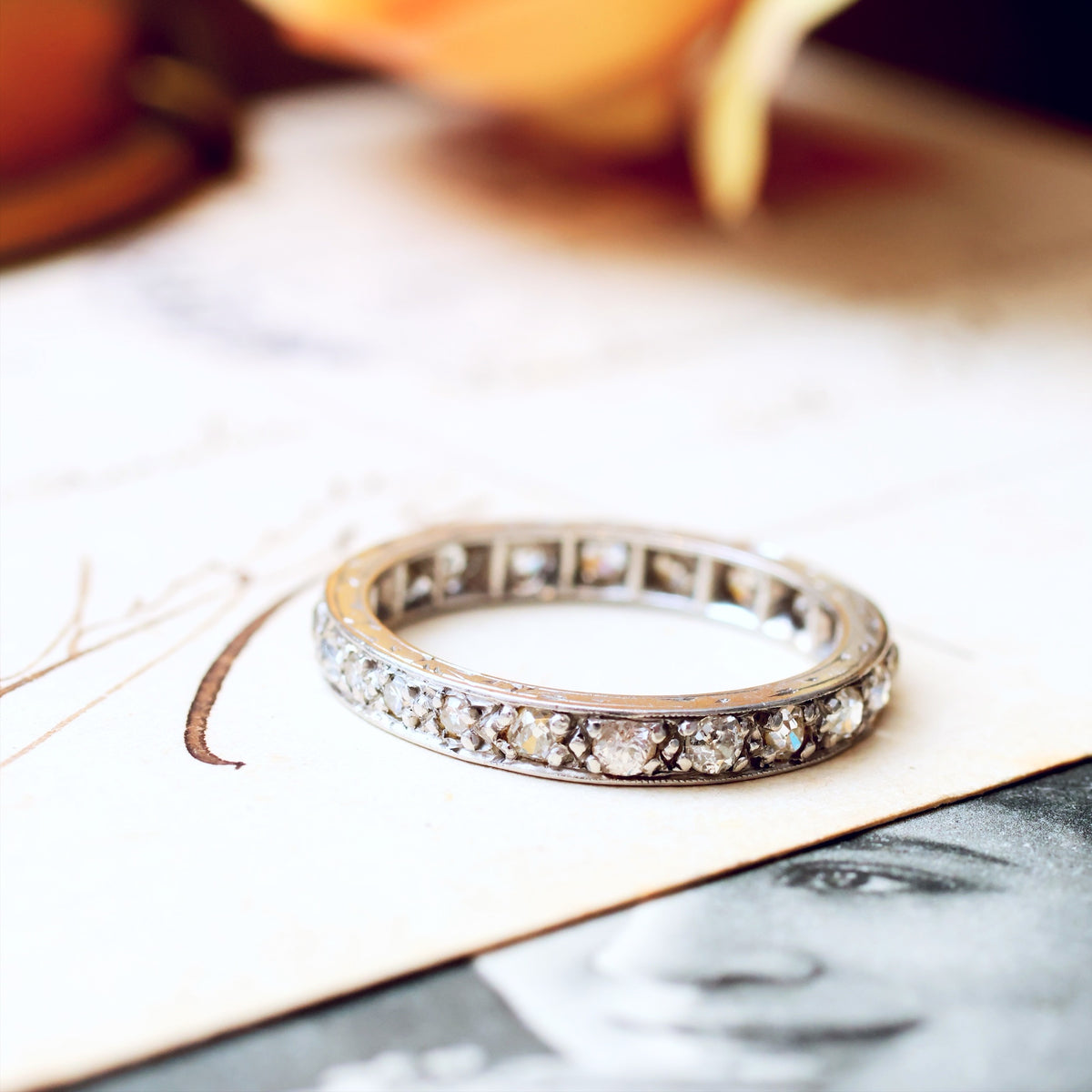 Vintage Size 'N' or '6.75' Diamond & Platinum Full Eternity Ring