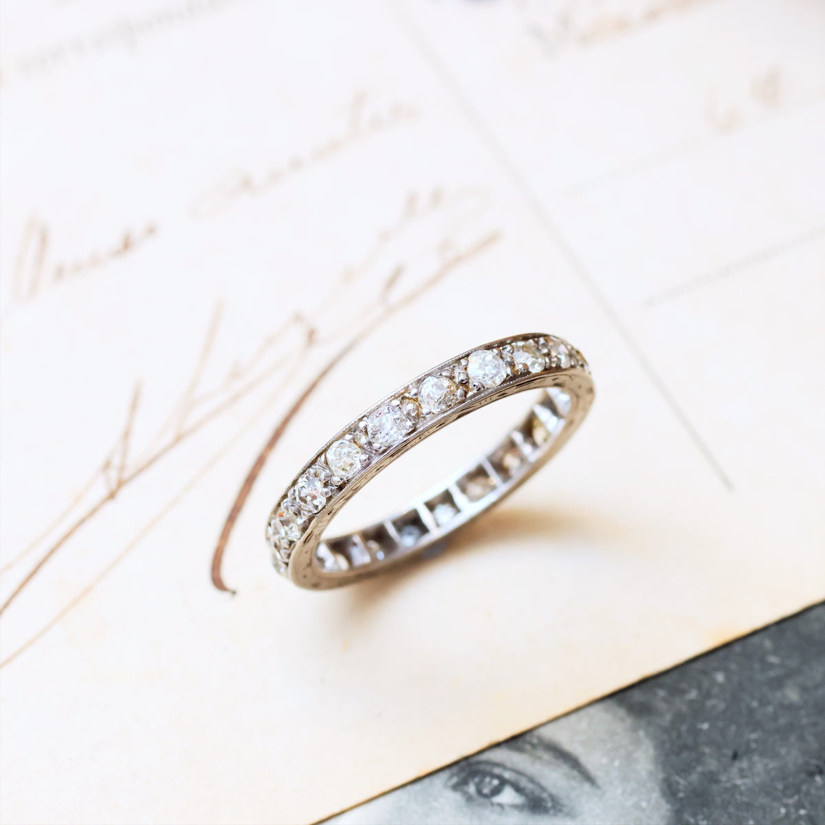 Vintage Size 'N' or '6.75' Diamond & Platinum Full Eternity Ring