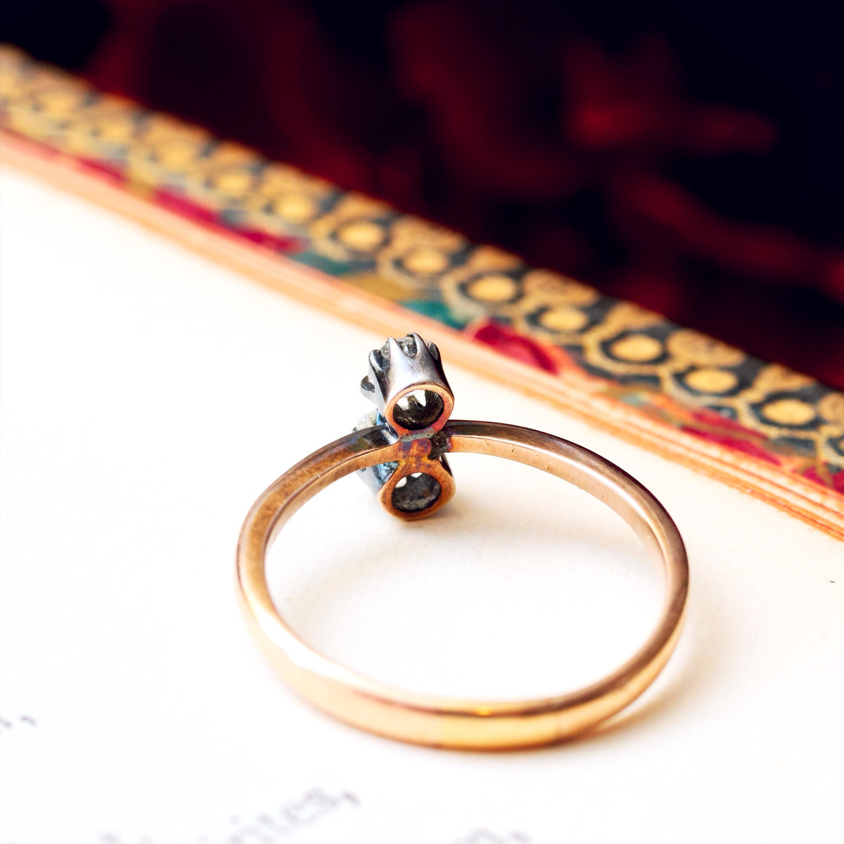 Dainty Antique Hand Cut 'Toi et Moi' Diamond Ring