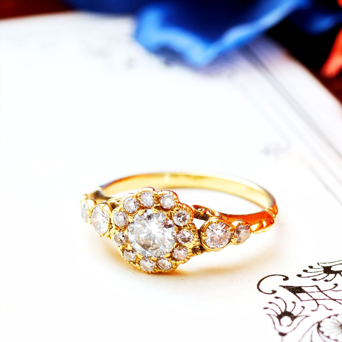 Romantic Victorian Style Diamond Daisy Engagement Ring