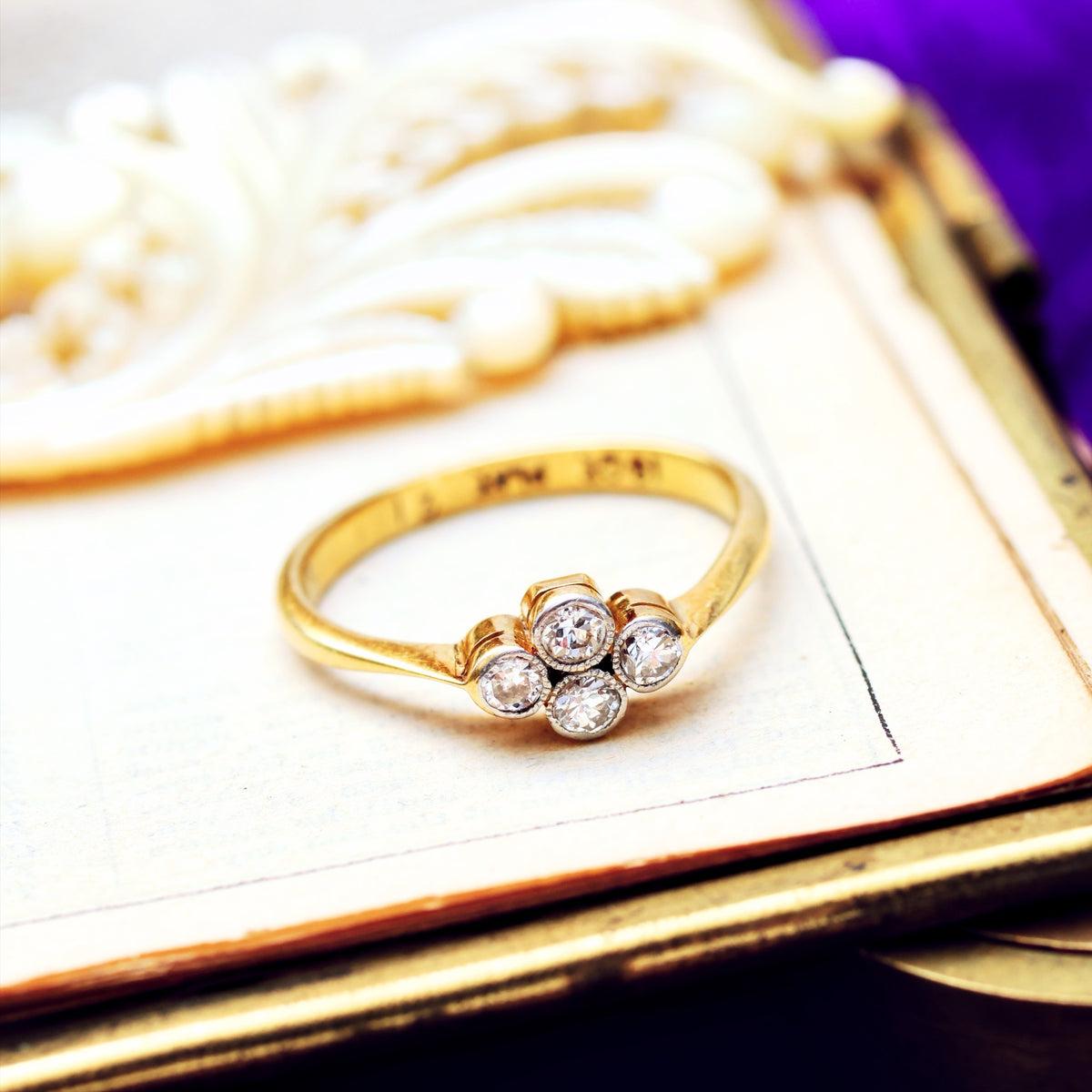 Dainty Sweetheart! Antique Diamond Flowerette Ring