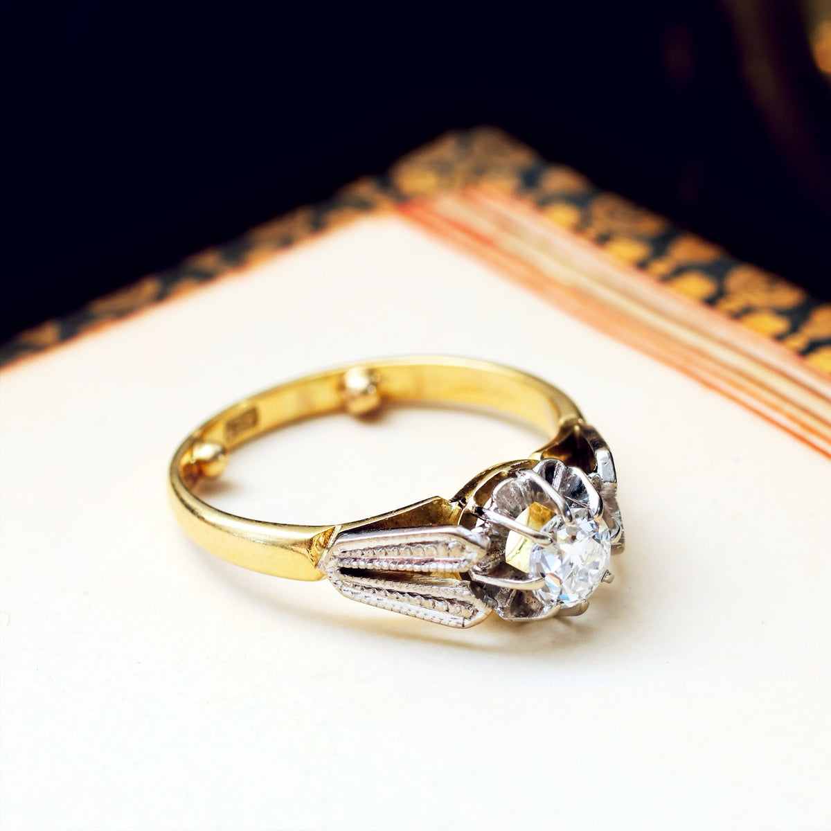 Vintage 1950's Moderne Diamond Engagement Ring