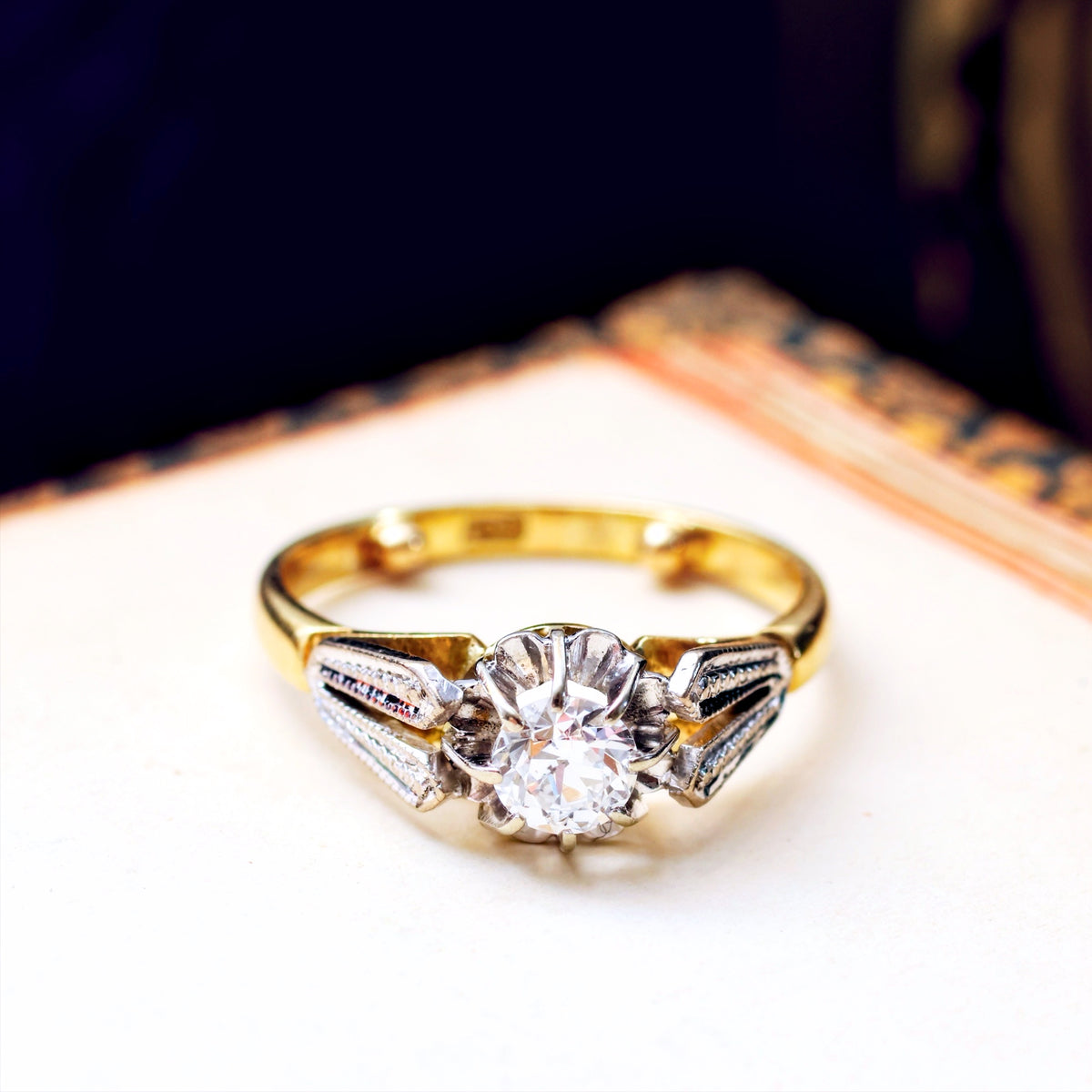 Vintage 1950's Moderne Diamond Engagement Ring