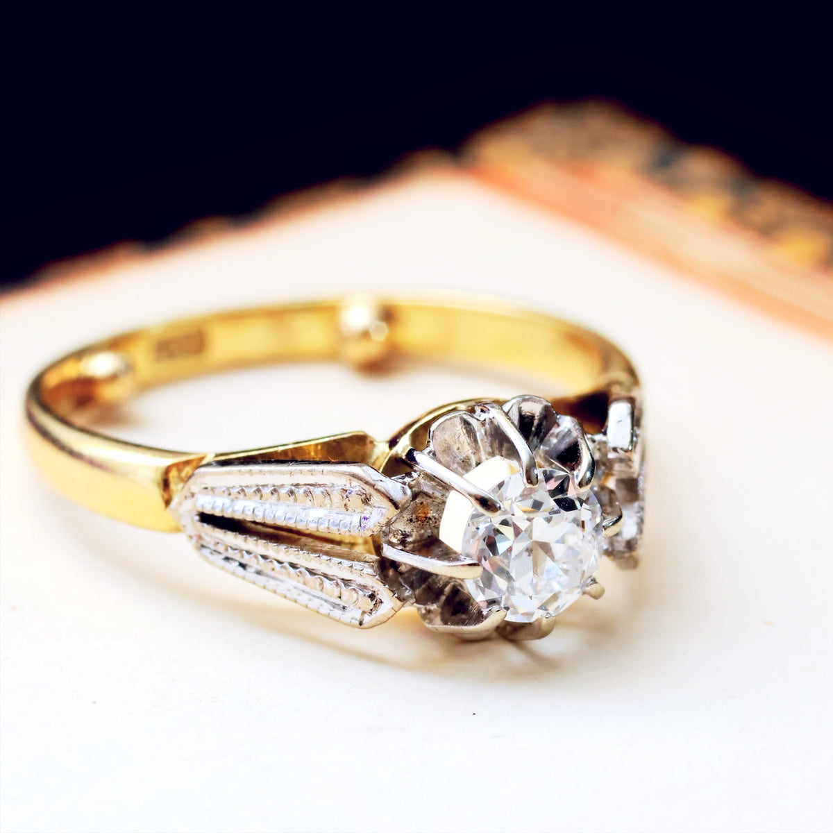 Vintage 1950's Moderne Diamond Engagement Ring