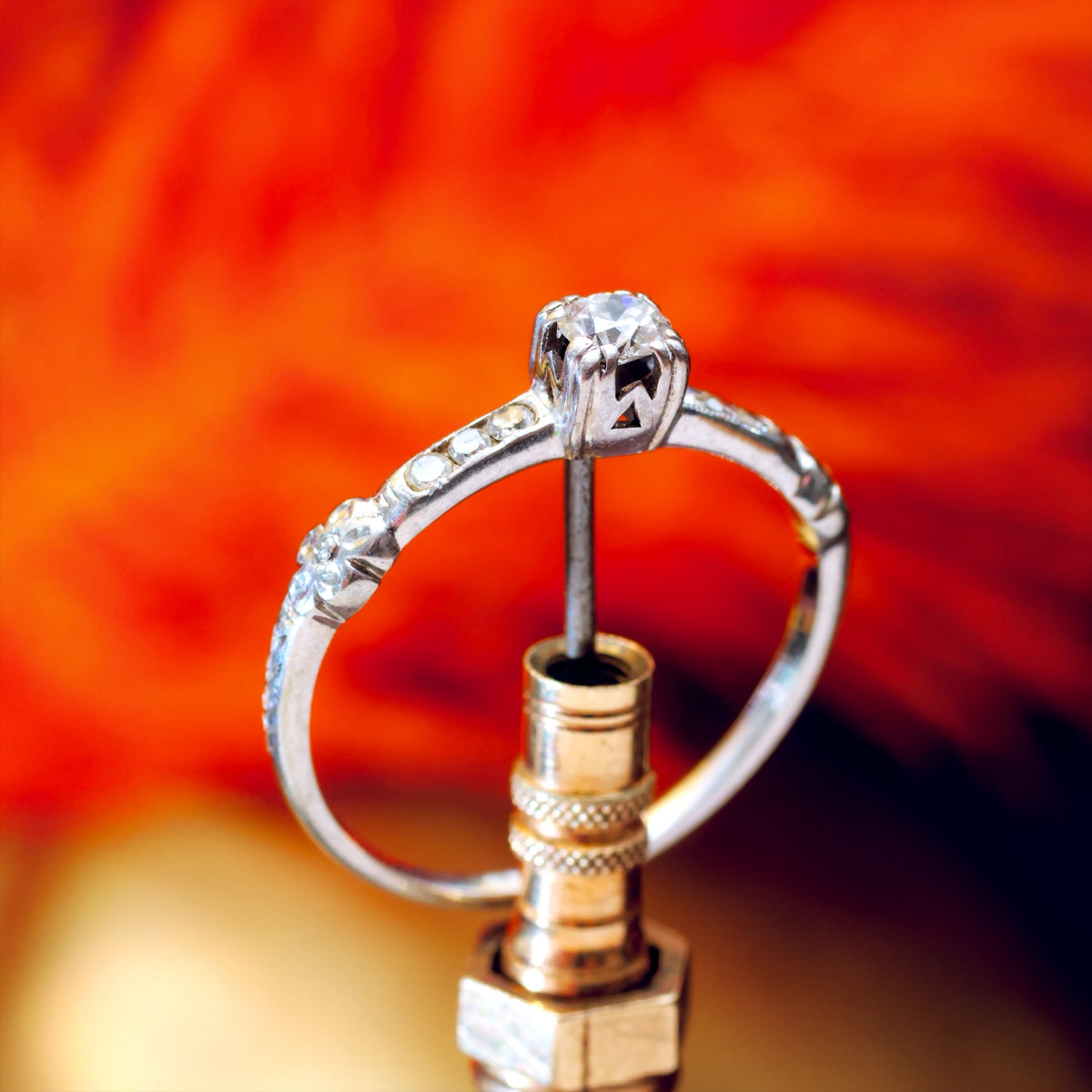 Sweetheart Vintage Platinum & Diamond Solitaire Ring