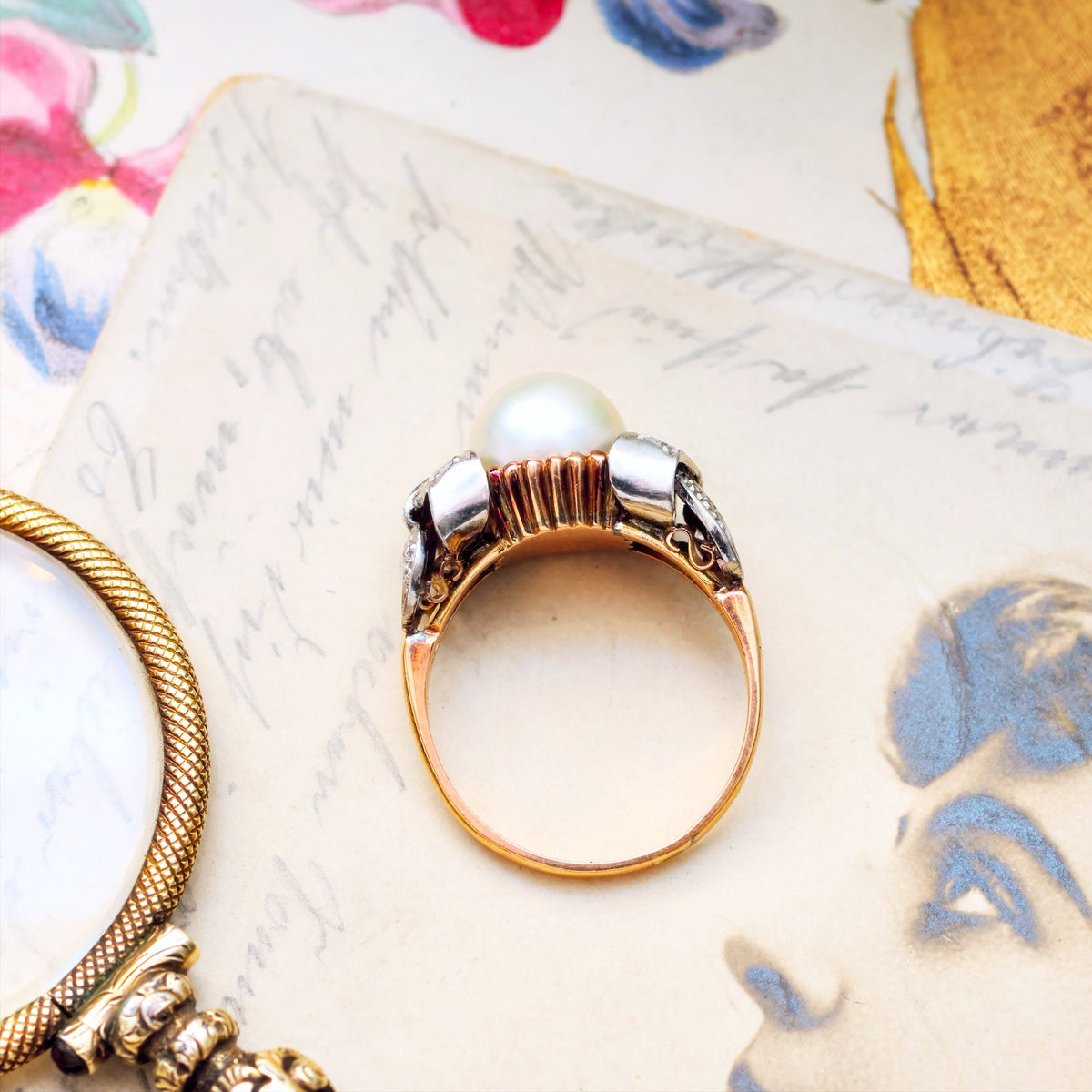 A Sensational Vintage Art Deco Pearl & Diamond Ring