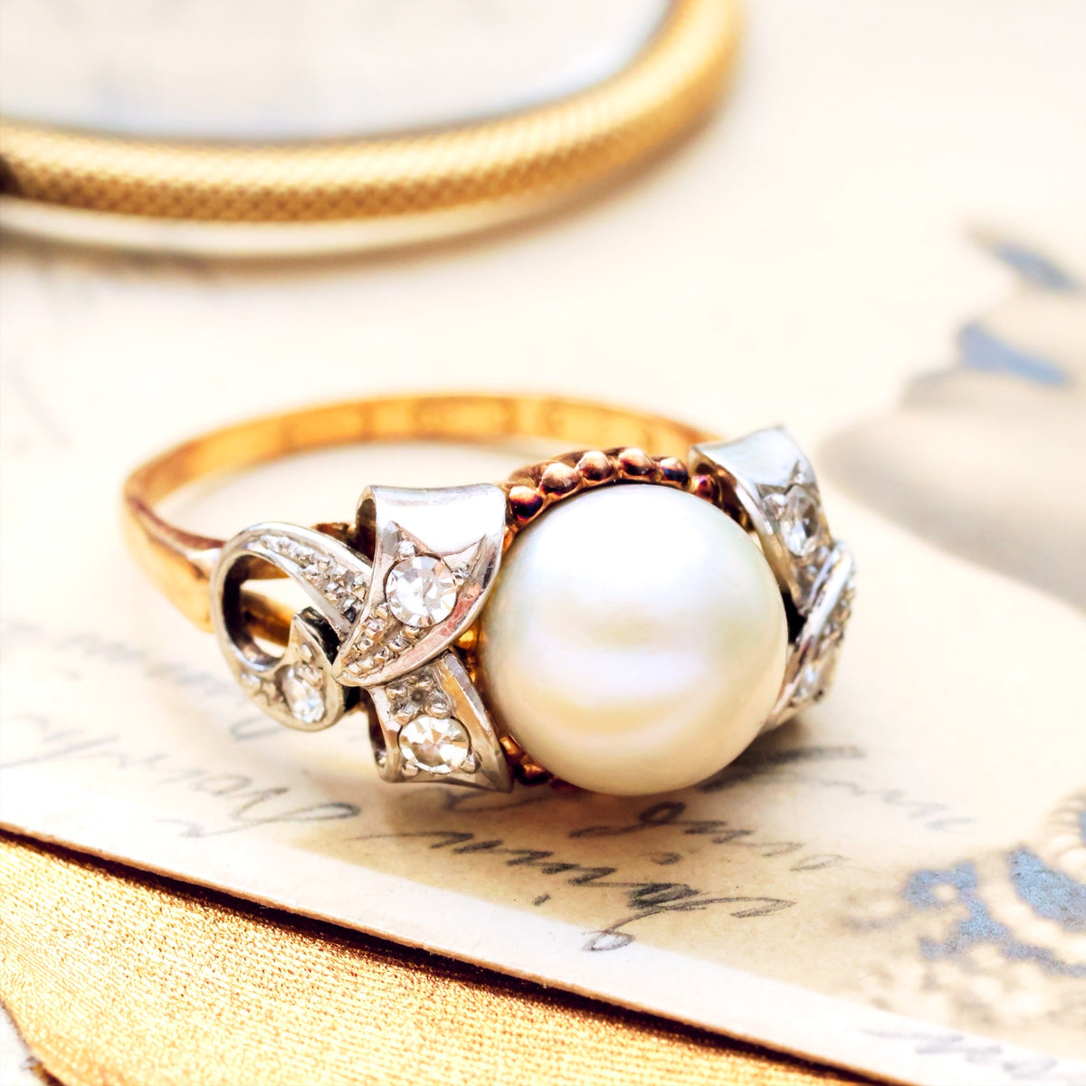 A Sensational Vintage Art Deco Pearl & Diamond Ring