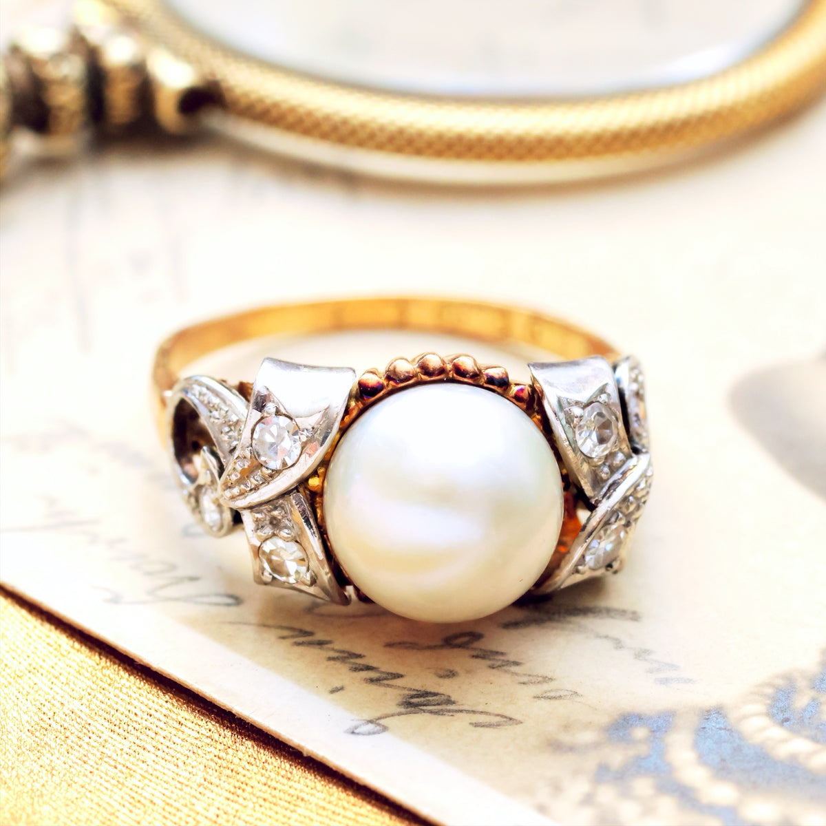 A Sensational Vintage Art Deco Pearl & Diamond Ring