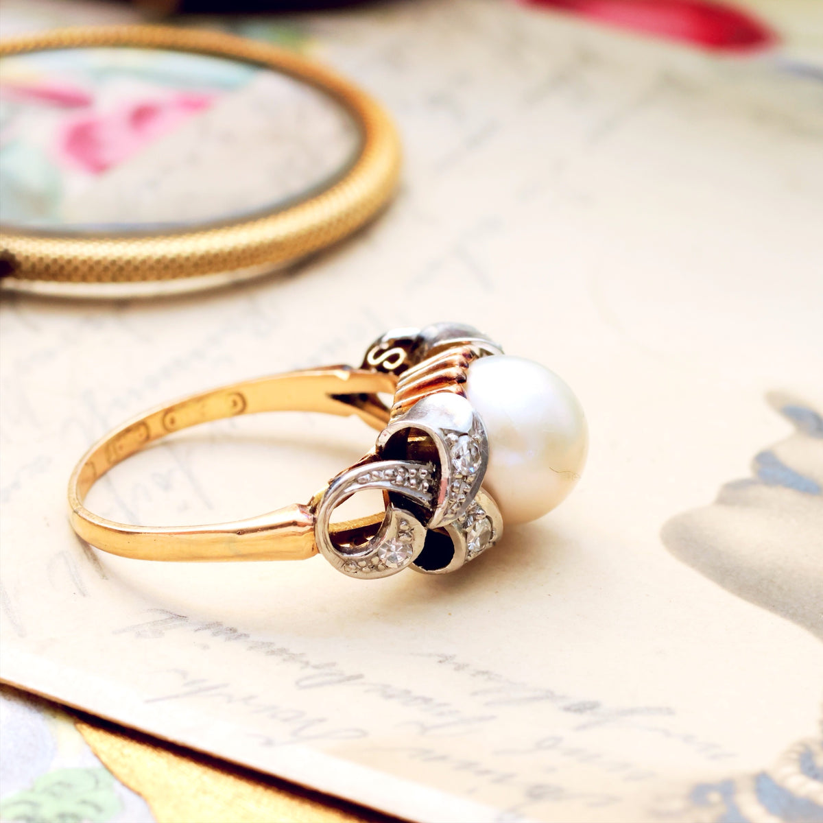 A Sensational Vintage Art Deco Pearl & Diamond Ring