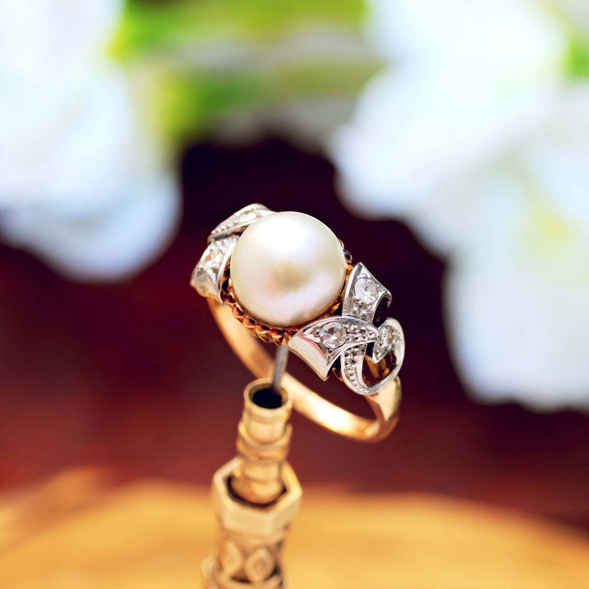 A Sensational Vintage Art Deco Pearl & Diamond Ring