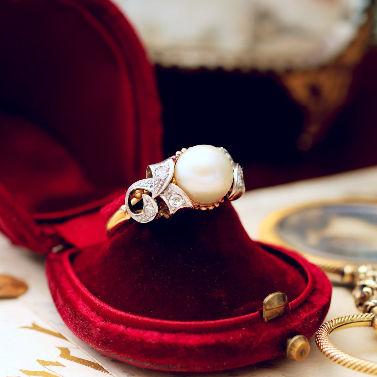 A Sensational Vintage Art Deco Pearl & Diamond Ring