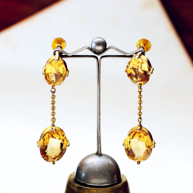 Vintage Silver Gilt Citrine Earrings