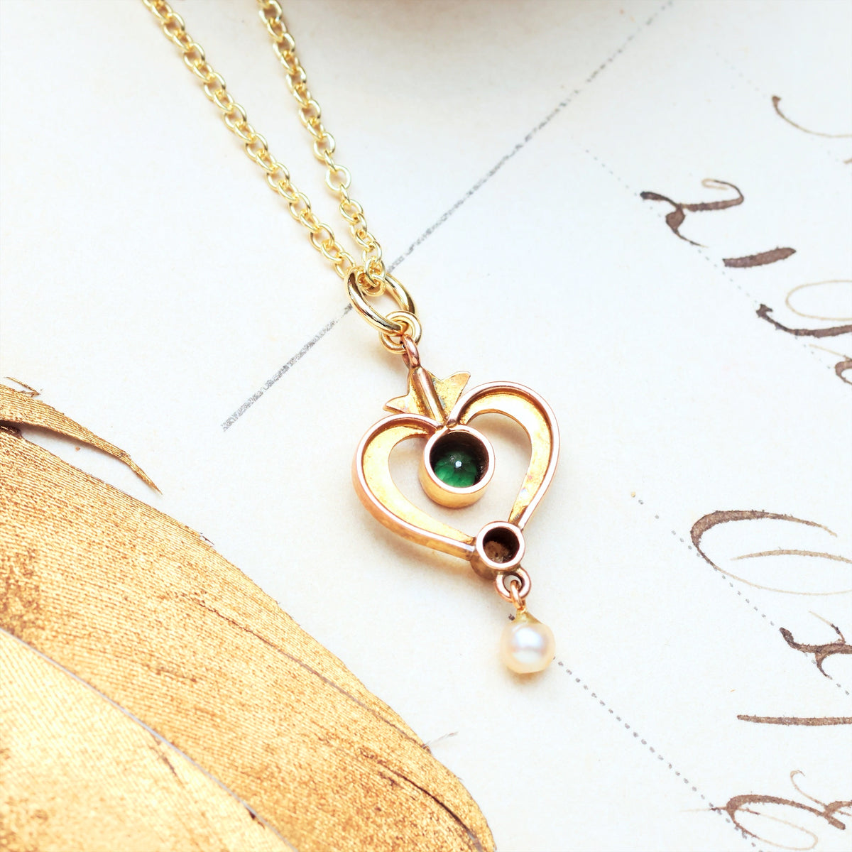 Dear Little Green Tourmaline & Wild Pearl Necklet