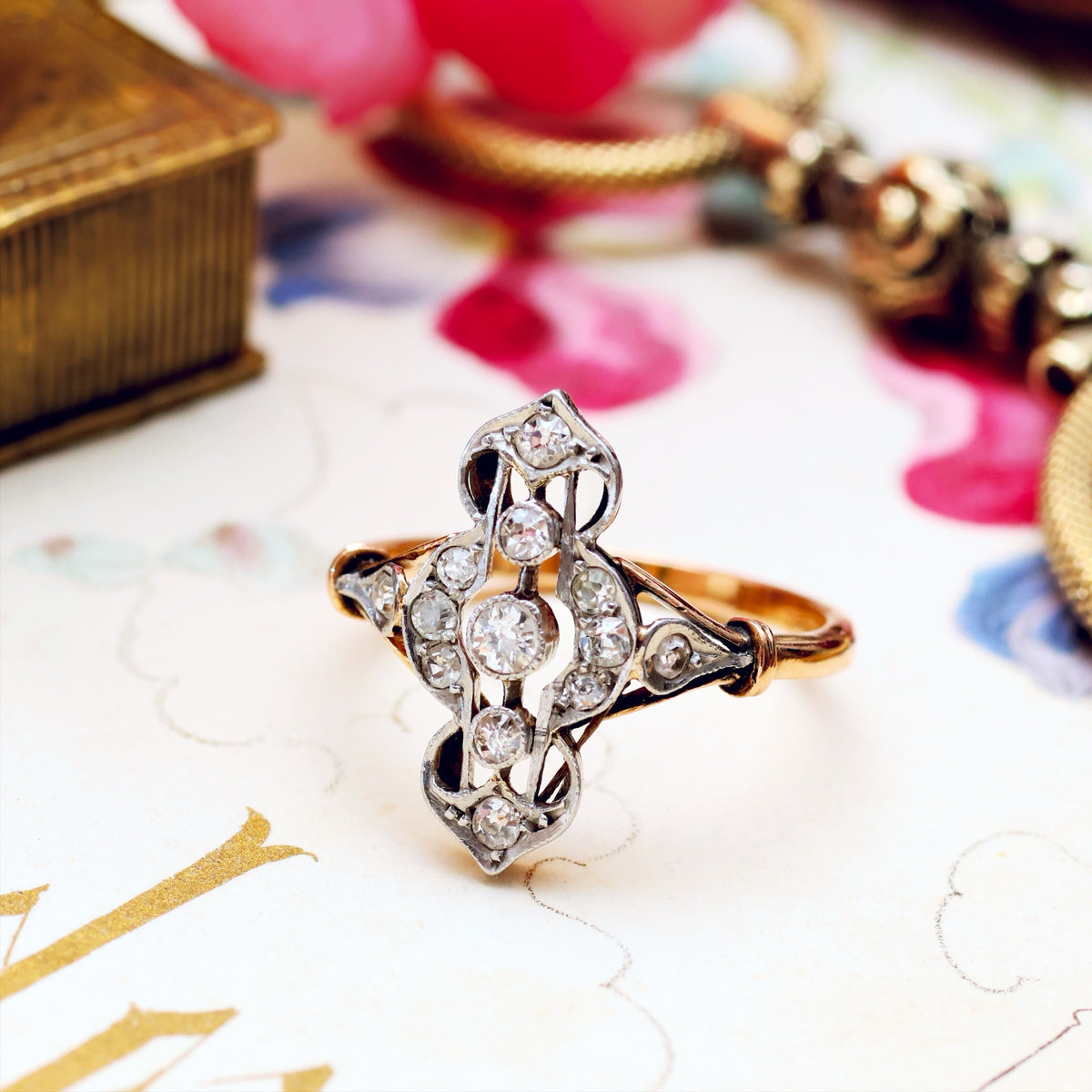 Loveliest Charm! Fine Vintage Diamond Panel Ring