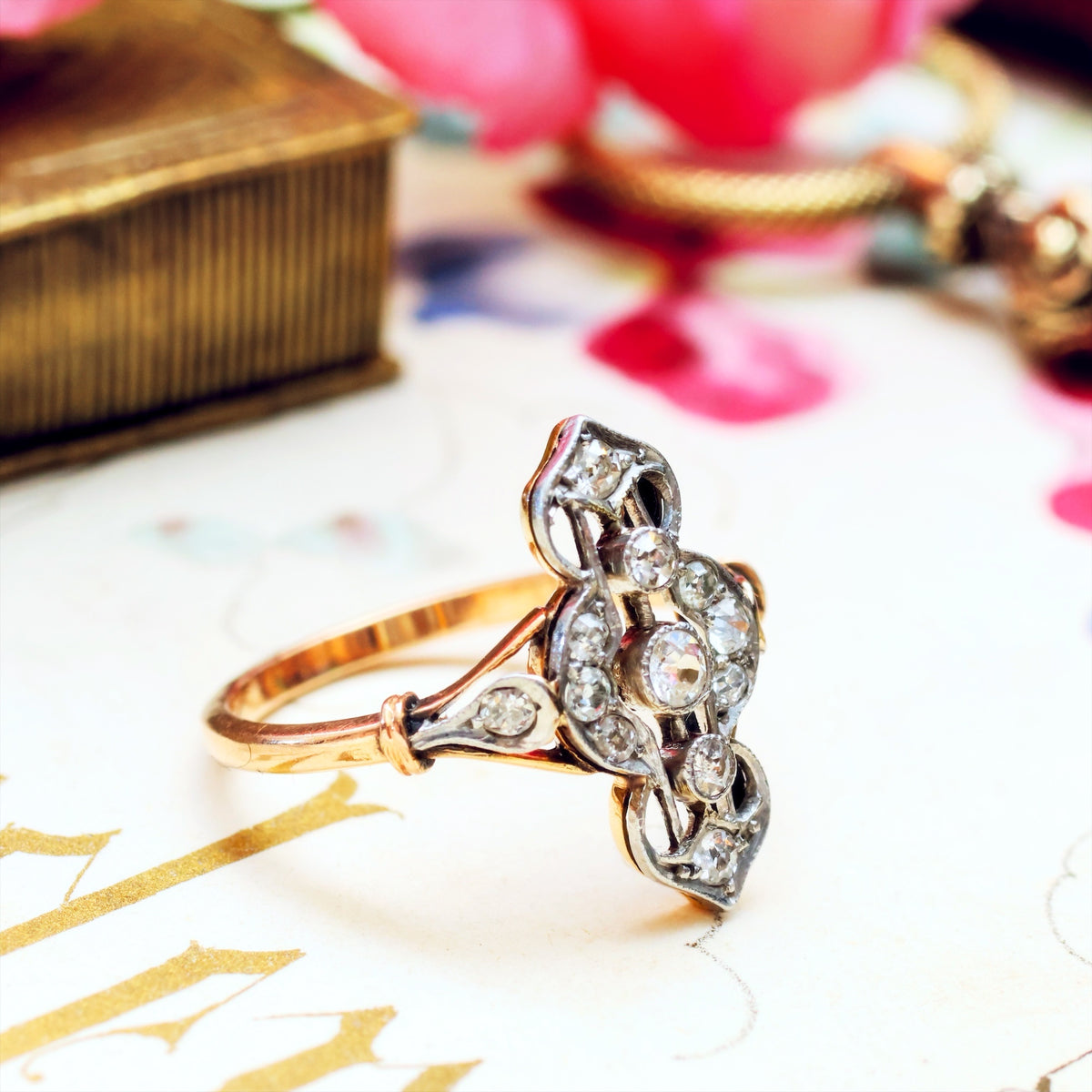 Loveliest Charm! Fine Vintage Diamond Panel Ring