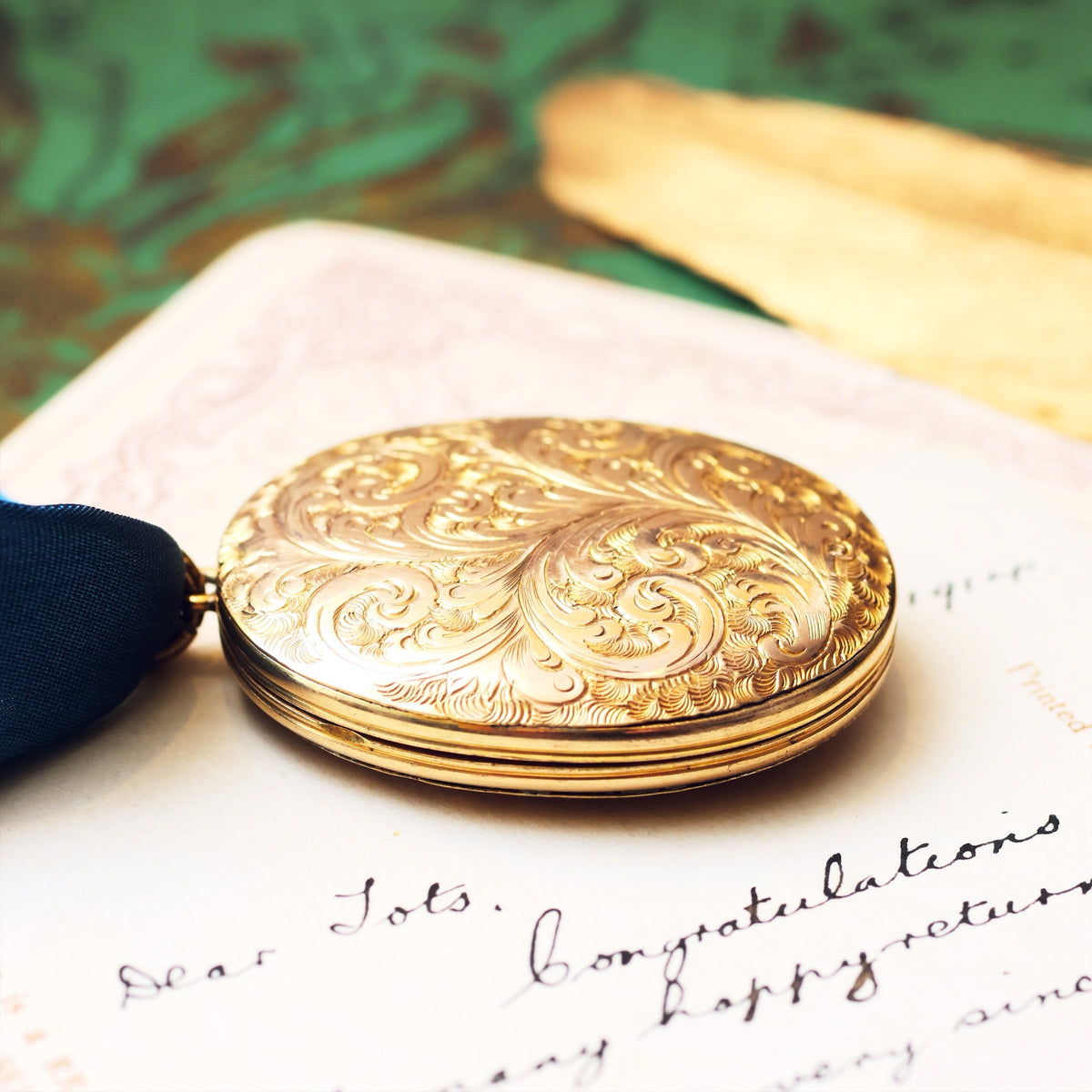 Antique Victorian Rose Bouquet Gold Locket