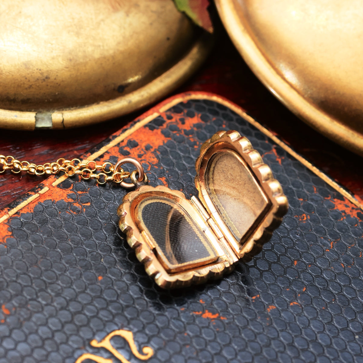 Tiny Adorable Hand Engraved Roses Gold Locket