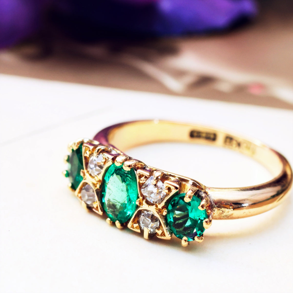 Antique Victorian Emerald & Diamond Ring