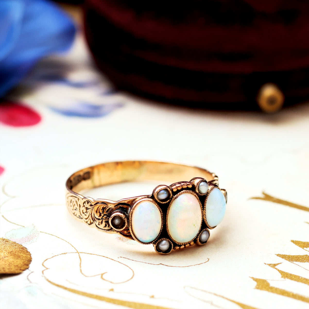 Antique Victorian Opal & Seed Pearl Ring