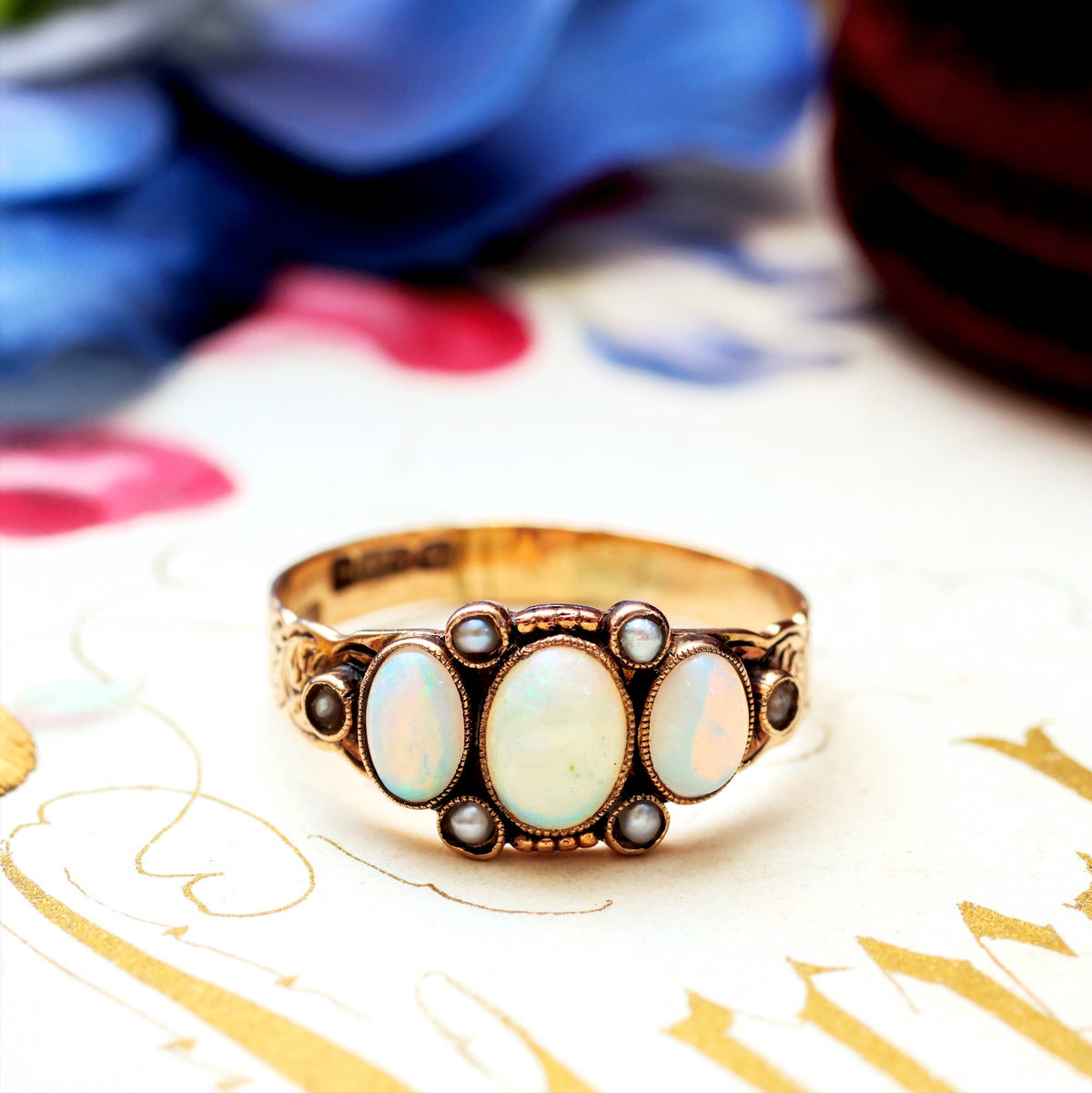 Antique Victorian Opal & Seed Pearl Ring