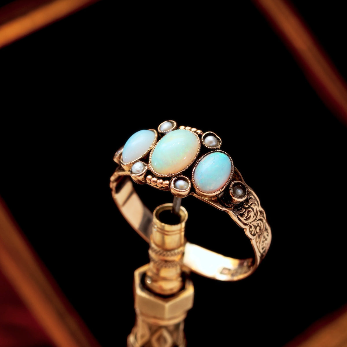 Antique Victorian Opal & Seed Pearl Ring