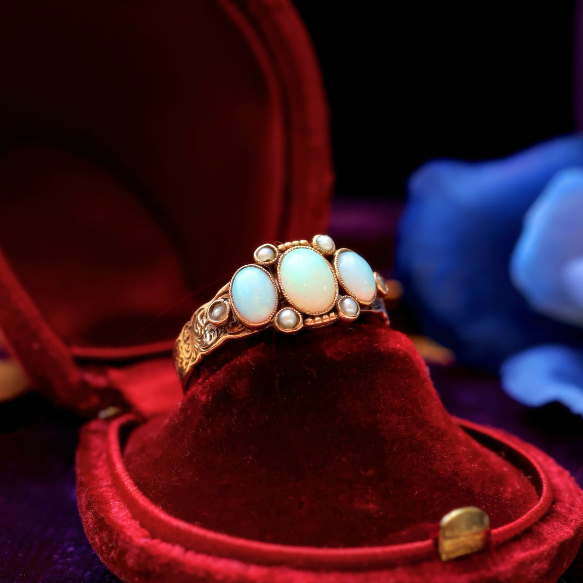 Antique Victorian Opal & Seed Pearl Ring