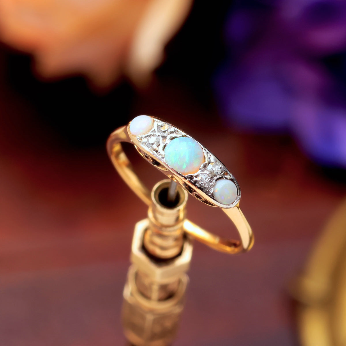 Gorgeous Edwardian Opal & Diamond Ring