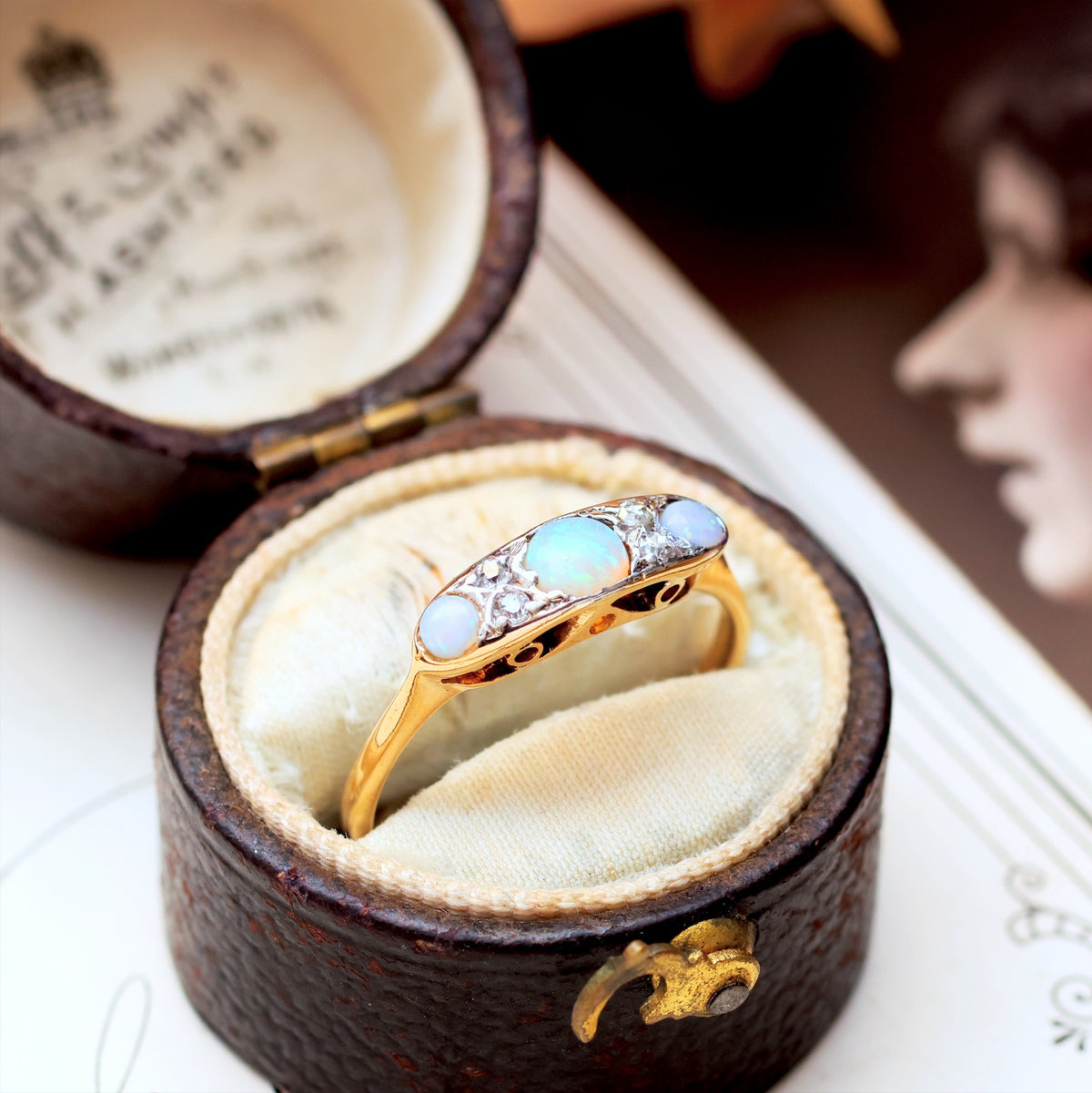 Gorgeous Edwardian Opal & Diamond Ring