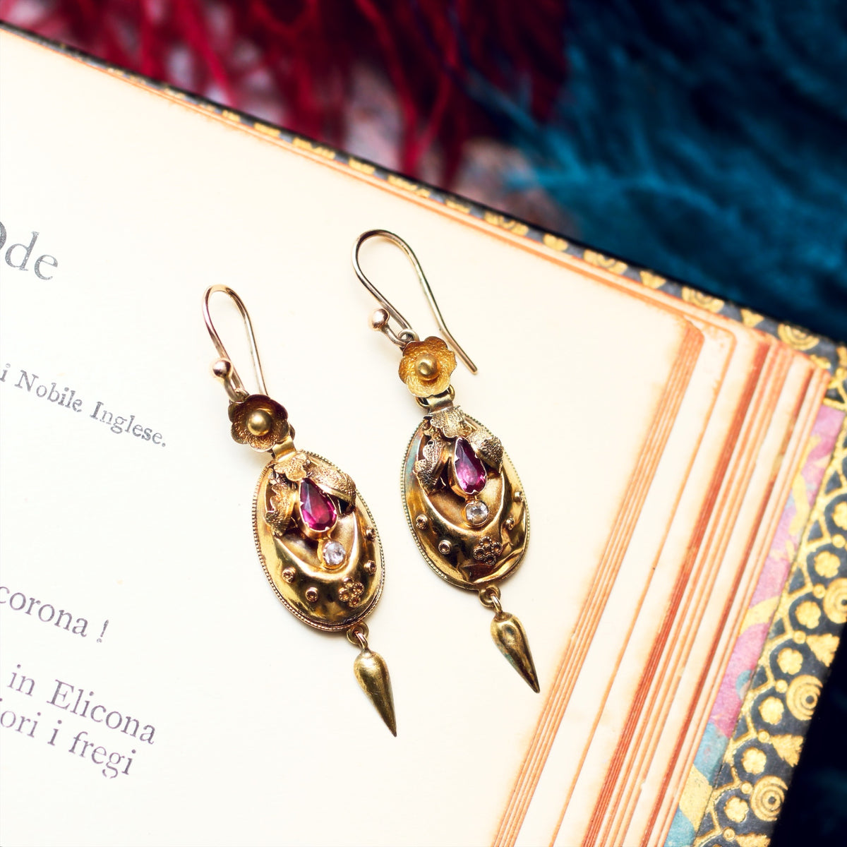 Antique Victorian Garnet & Chrysoberyl Earrings